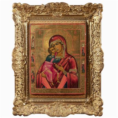 Icona Raffigurante "la Vergine di Fedorov e Santi"