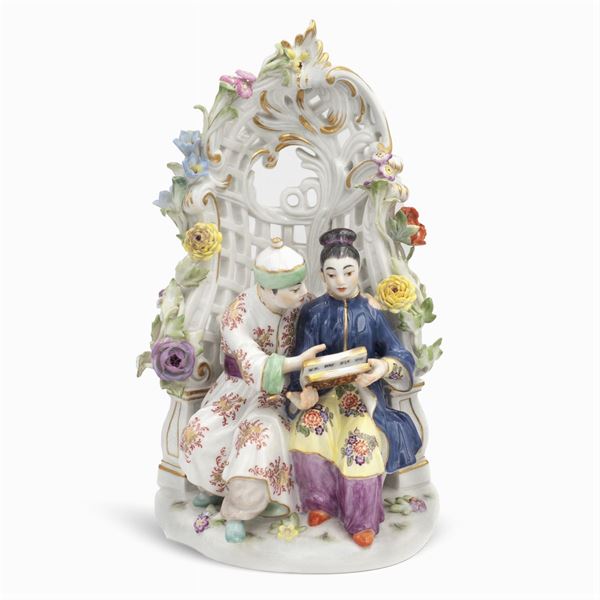 Meissen, polychrome porcelain group