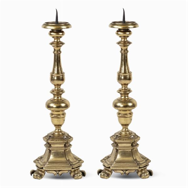 Pair of bronze torchers