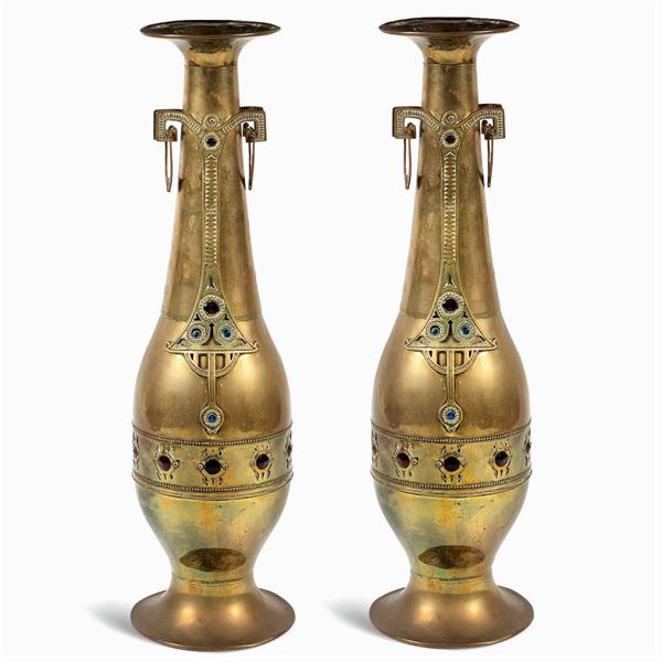 Pair of gilt metal vases