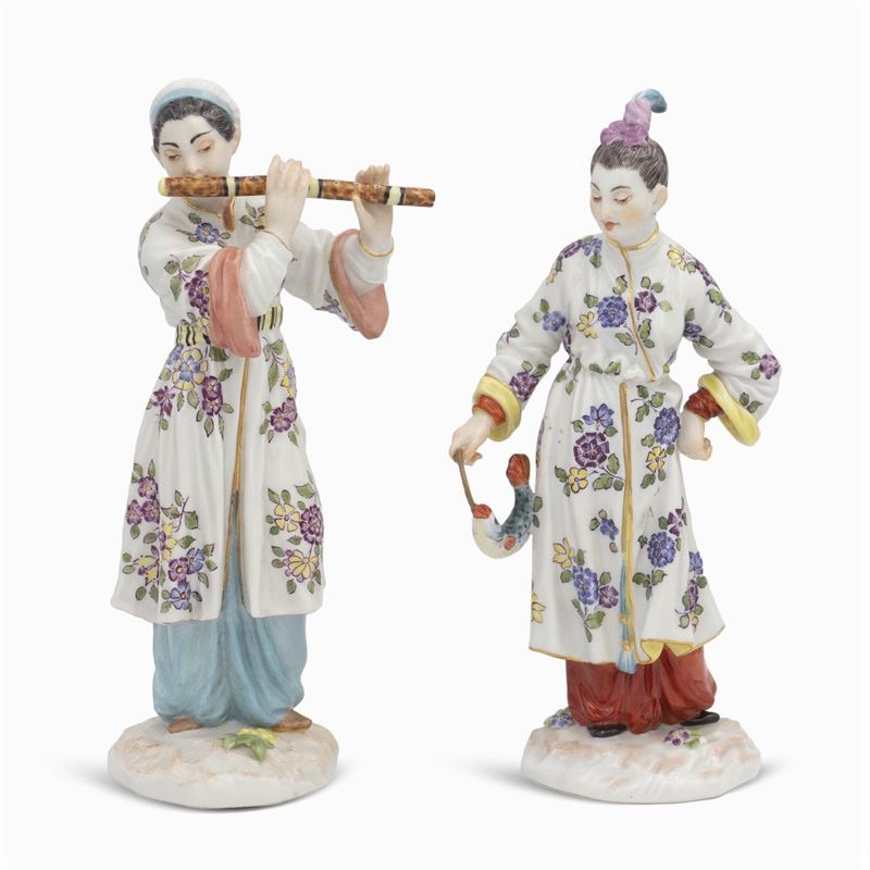 Meissen, Due Figure in Porcellana Policroma