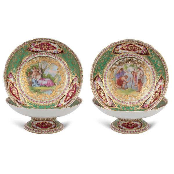 Group of polychrome porcelain stands (4)  (Vienna, early 20th century)  - Auction OLD MASTER AND 19TH CENTURY PAINTINGS - I - Colasanti Casa d'Aste