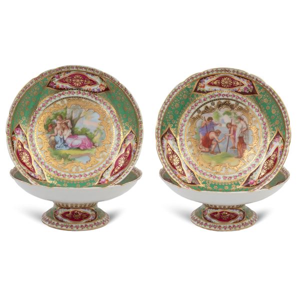 Group of polychrome porcelain stands (4)