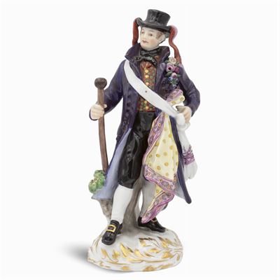 Meissen, Figura in Porcellana Policroma