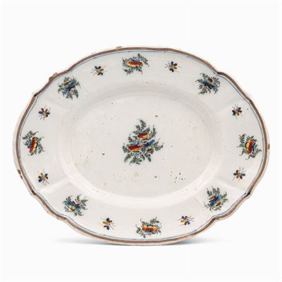 Vassoio Ovale in Maiolica Policroma Manifattura Clerici
