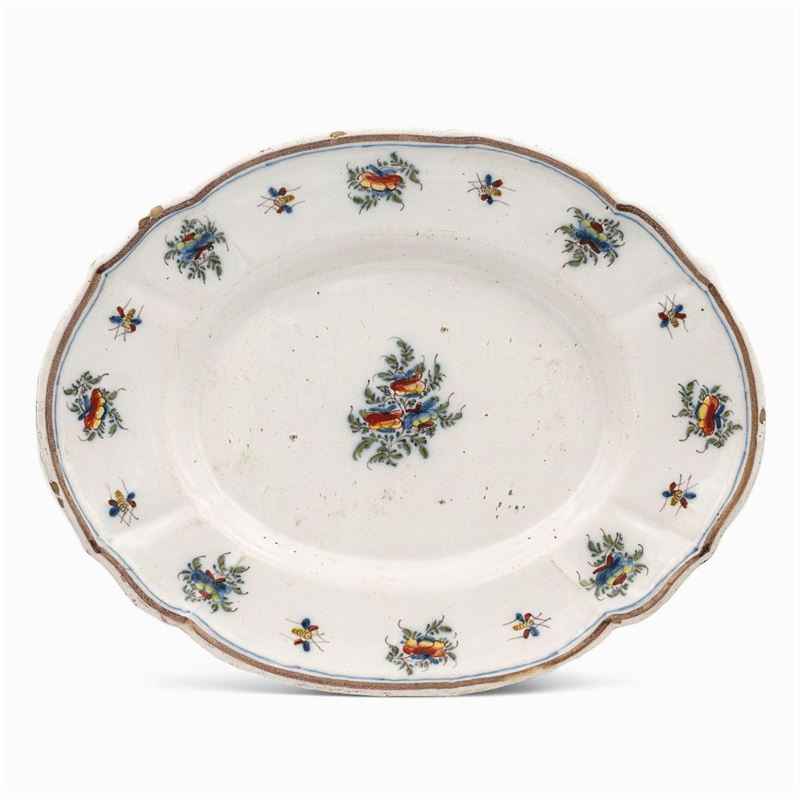 Vassoio Ovale in Maiolica Policroma Manifattura Clerici