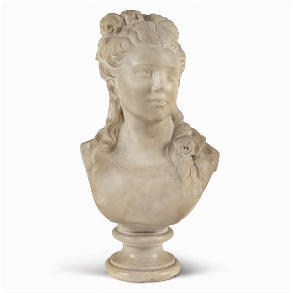 White marble bust