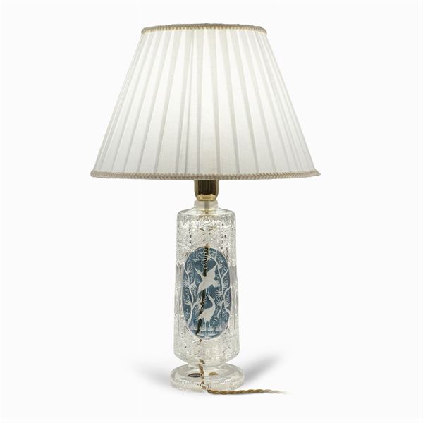 Lampada da tavolo in cristallo molato ed inciso
