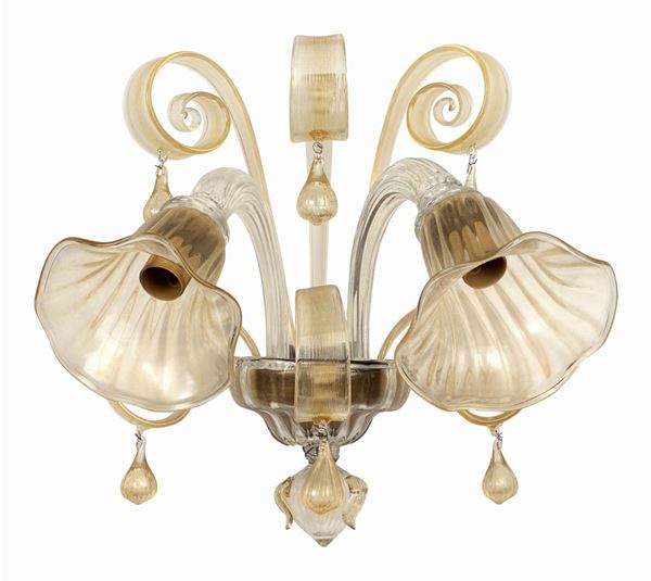 Transparent and golden glass applique
