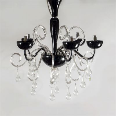 Lampadario in Vetro Nero e Trasparente