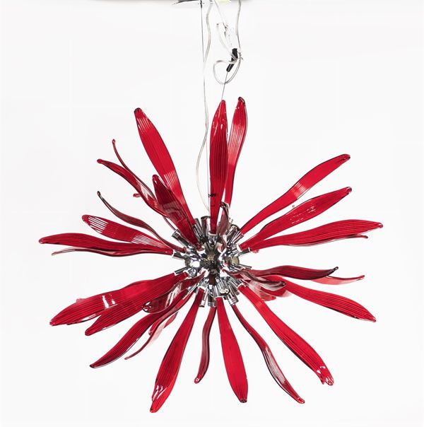 Lampada a sospensione a dodici luci  (XX Sec.)  - Asta ARTI DECORATIVE DEL 900  - Colasanti Casa d'Aste