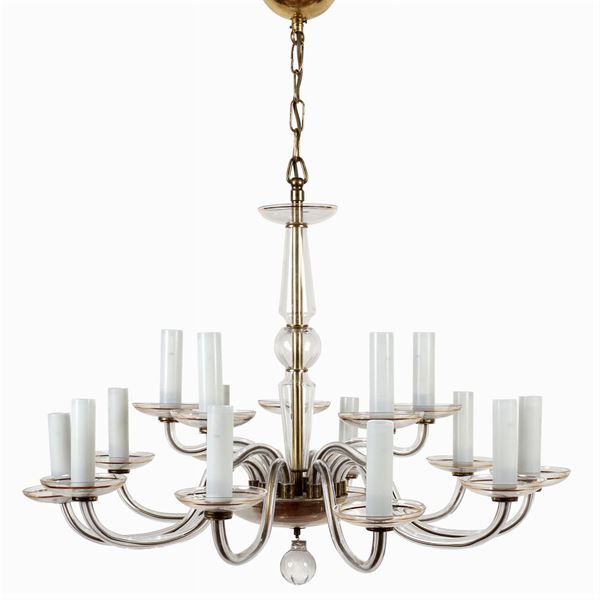 Transparent Bohemia crystal chandelier  (20th century)  - Auction TIMED AUCTION 20TH CENTURY DECORATIVE ARTS - Colasanti Casa d'Aste