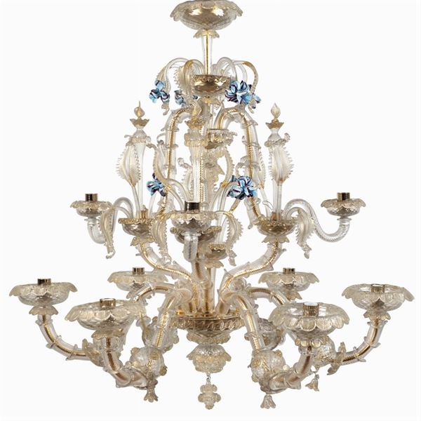 Rezzonico Murano glass chandelier  (20th century)  - Auction OLD MASTER AND 19TH CENTURY PAINTINGS - I - Colasanti Casa d'Aste