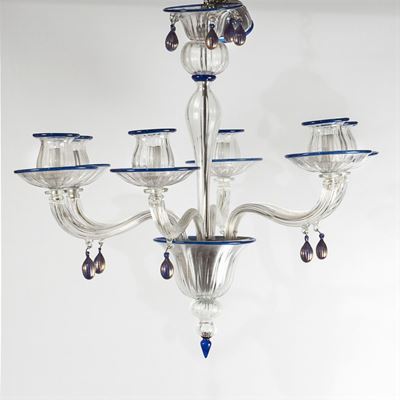 Lampadario in Vetro di Murano a Sei Luci