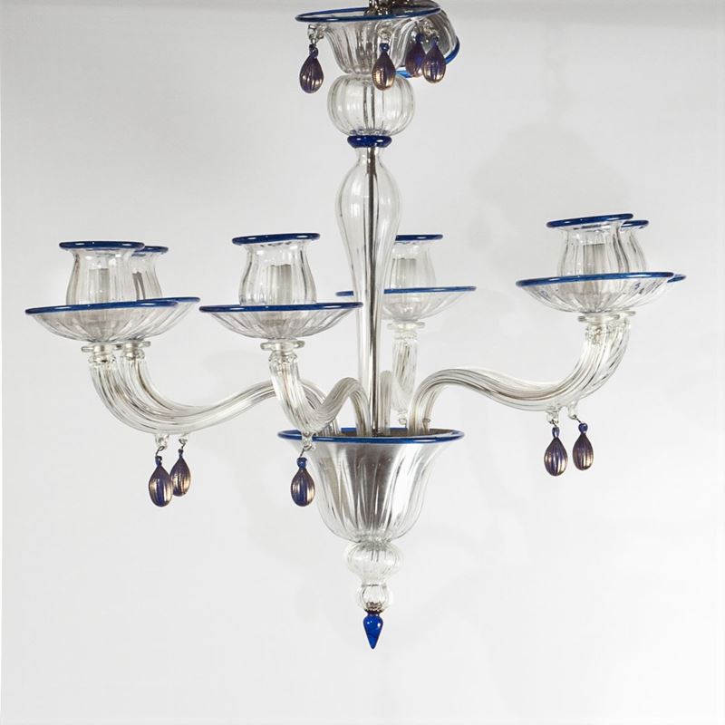 Lampadario in Vetro di Murano a Sei Luci