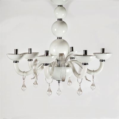 Lampadario in Vetro Lattimo e Trasparente