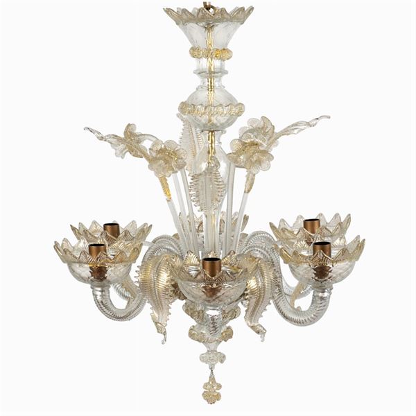 Lampadario in vetro di Murano, produzione Mazzucato