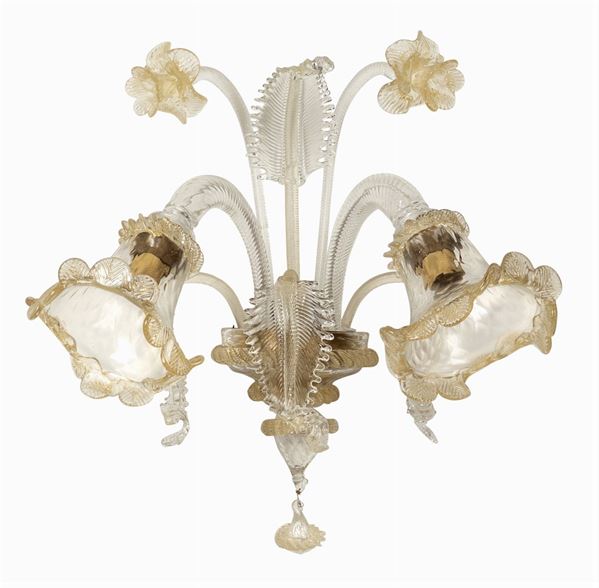Transparent and golden glass applique