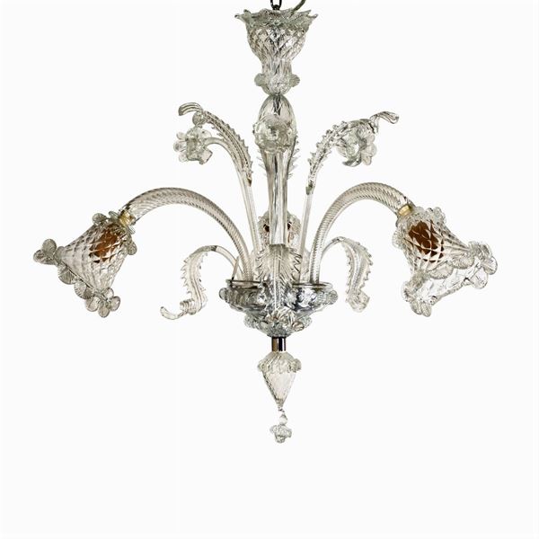 Lampadario in vetro trasparente