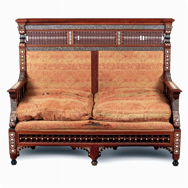 Two seat walnut sofa