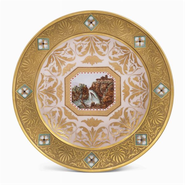 A Berlin KPM porcelain plate with painted micromosaic