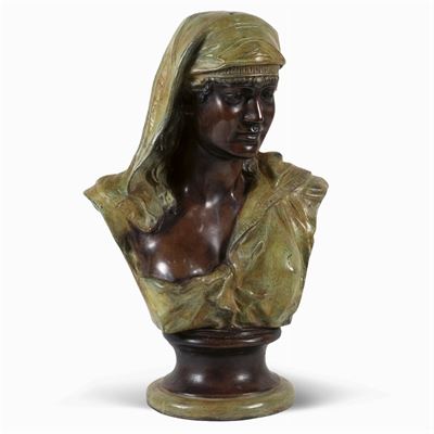 Busto in Bronzo Dipinto in Policromia