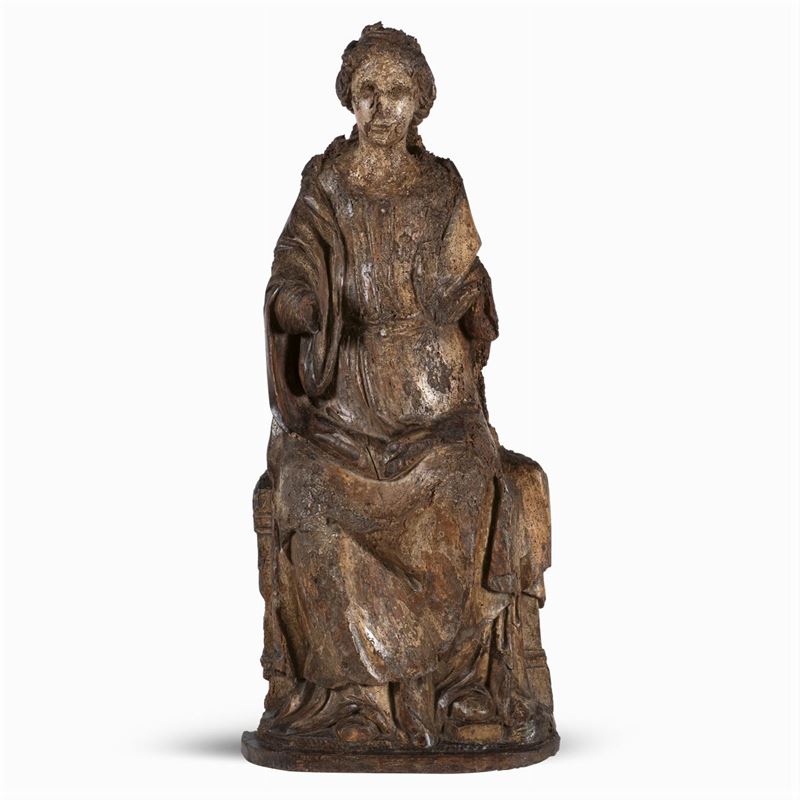Scultura Lignea Raffigurante Madonna su Trono