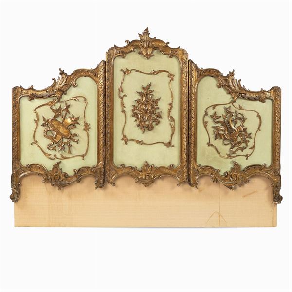 Lacquered and gilt wood bed head