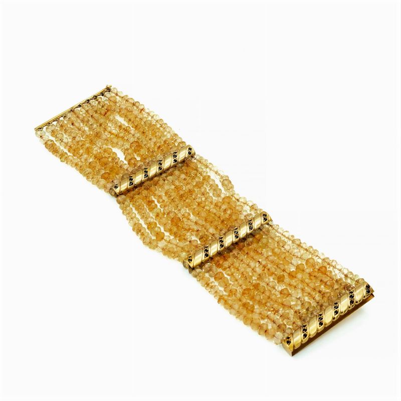 Bracciale Composto da Sei Fili di Quarzi Citrini