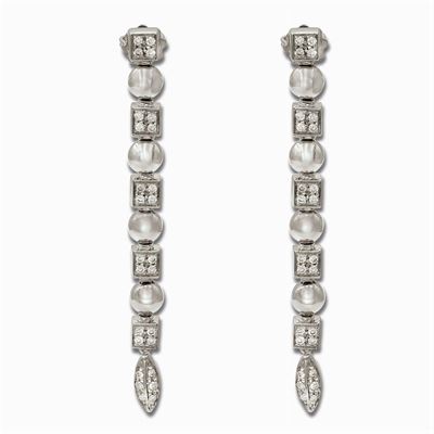 Orecchini Pendenti in Oro Bianco 18kt e Diamanti