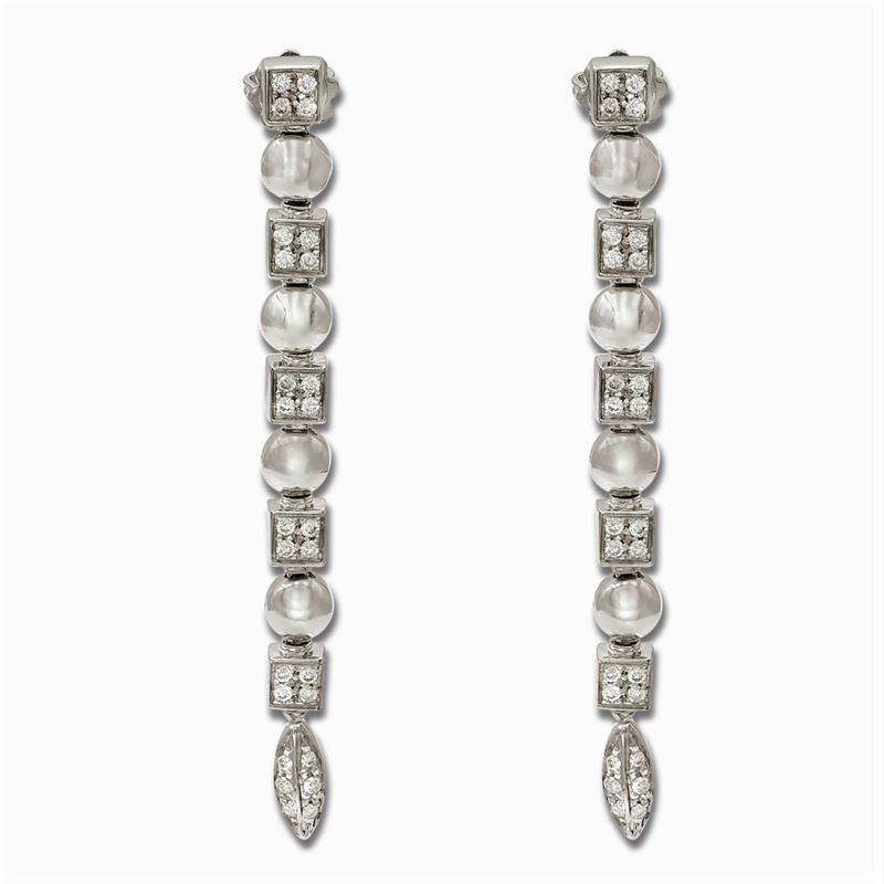 Orecchini Pendenti in Oro Bianco 18kt e Diamanti