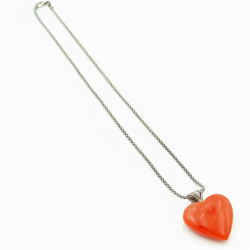 Pendente a Cuore in Corallo Rosa