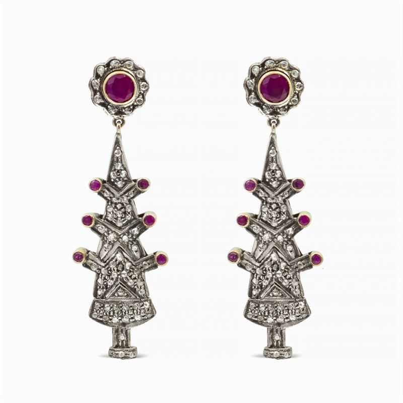 Orecchini Pendenti in Argento e Oro Rosa