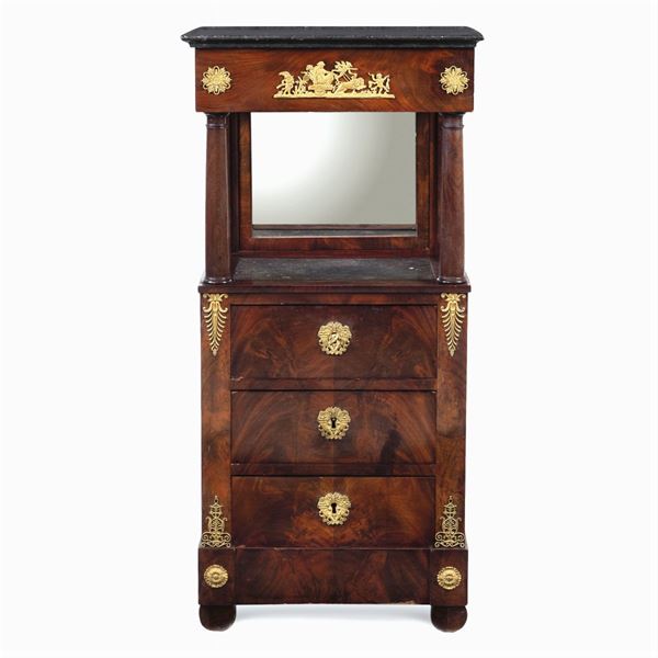 Mahogany featherband Impero side table  (France, 19th century)  - Auction OLD MASTER AND 19TH CENTURY PAINTINGS - I - Colasanti Casa d'Aste