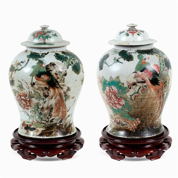 Pair of porcelain potiches