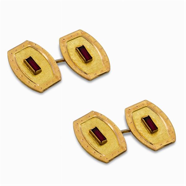 18kt two color gold cufflinks