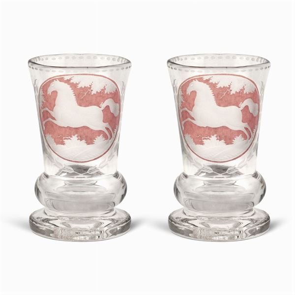Due bicchieri in cristallo molato  (Boemia, XIX-XX Sec.)  - Asta ARTI DECORATIVE DEL 900  - Colasanti Casa d'Aste