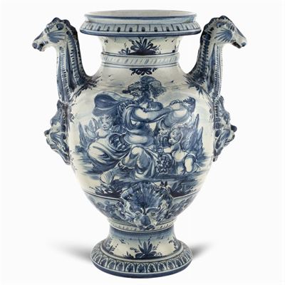 Vaso da Farmacia in Maiolica Bianca e Blu