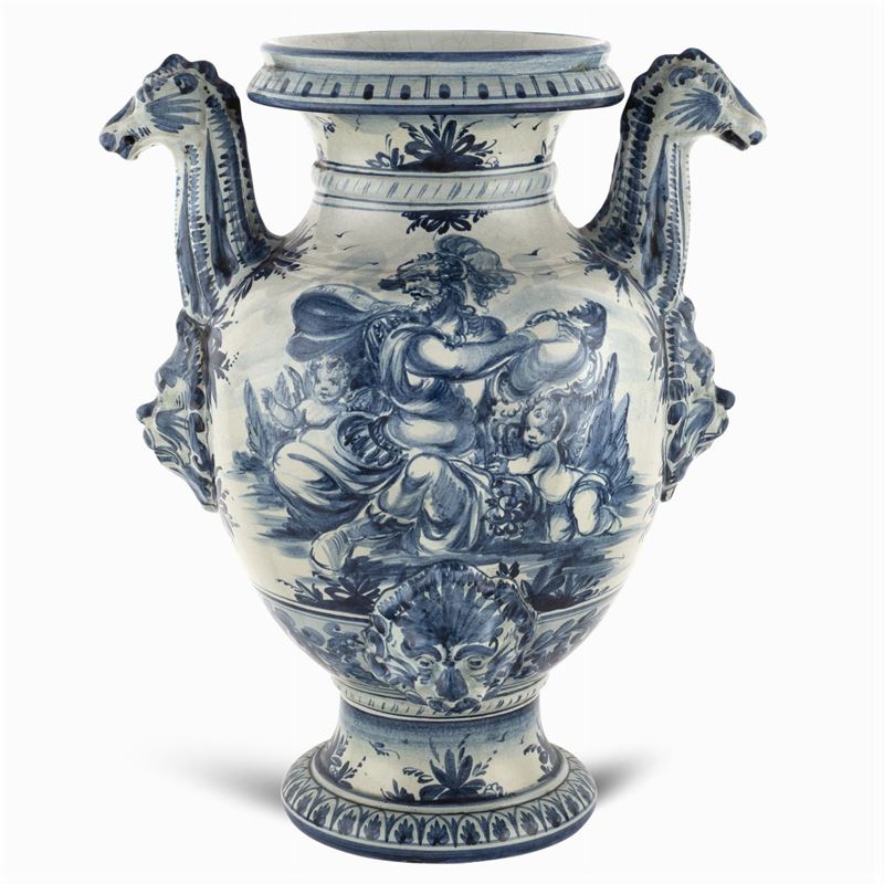 Vaso da Farmacia in Maiolica Bianca e Blu