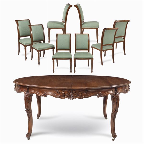 Rare dining table with 14 chairs