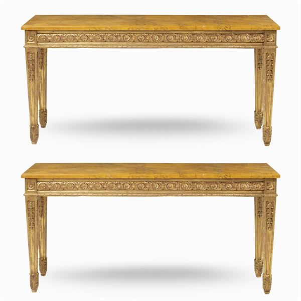 Pair of gilt wood consolles