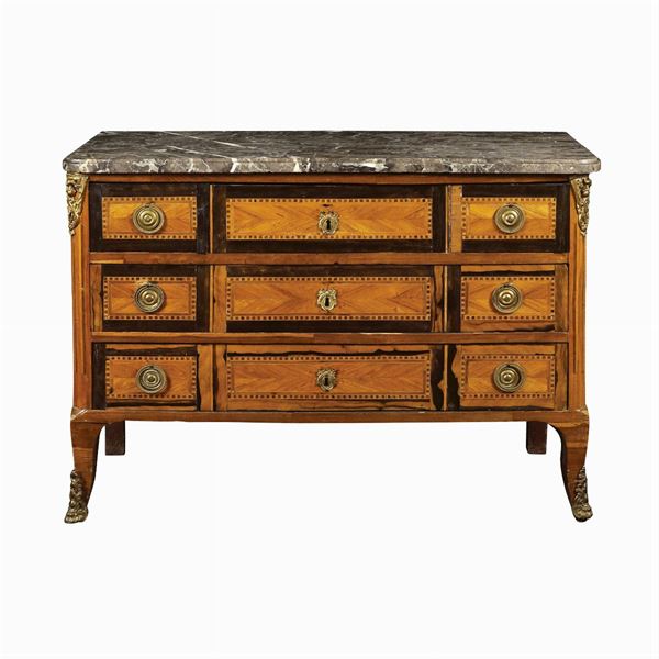 Rosewood and different woods commode  (France, 19th century)  - Auction OLD MASTER AND 19TH CENTURY PAINTINGS - I - Colasanti Casa d'Aste
