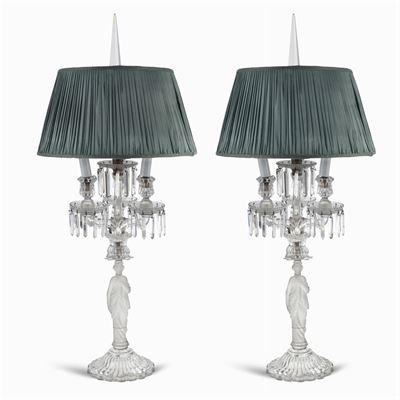 Coppia di Candelabri Elettrificati in Cristallo Baccarat