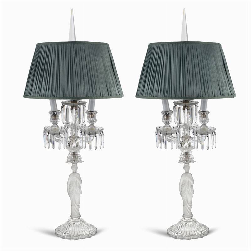 Coppia di Candelabri Elettrificati in Cristallo Baccarat