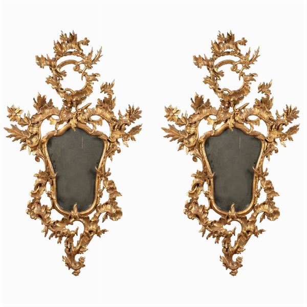 Pair of gilt wood mirrors