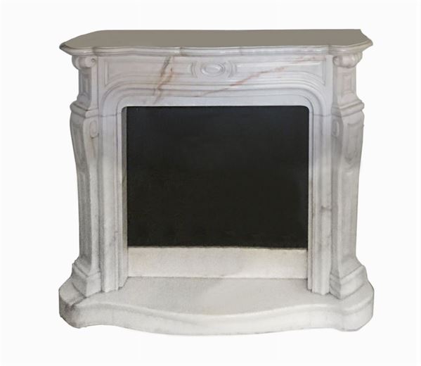 White Carrara marble chimney