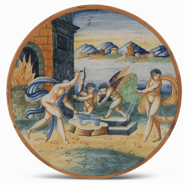 Polychrome majolica plate