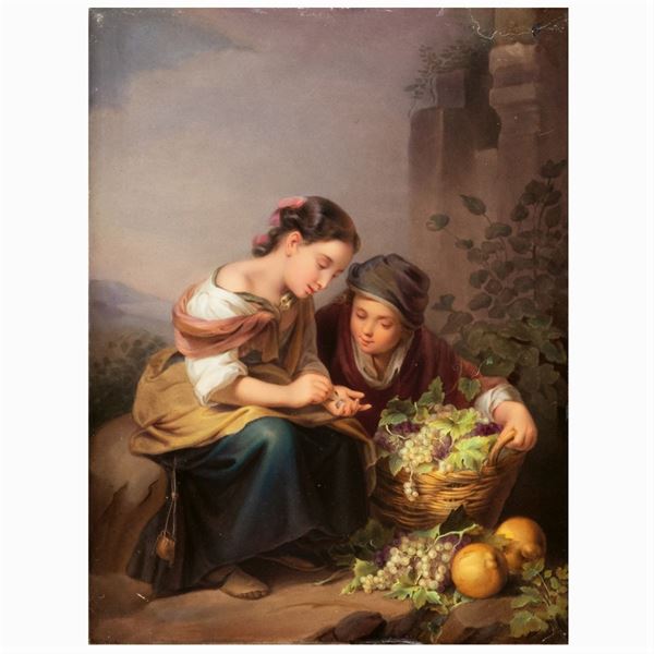 Polychrome porcelain painted plaque