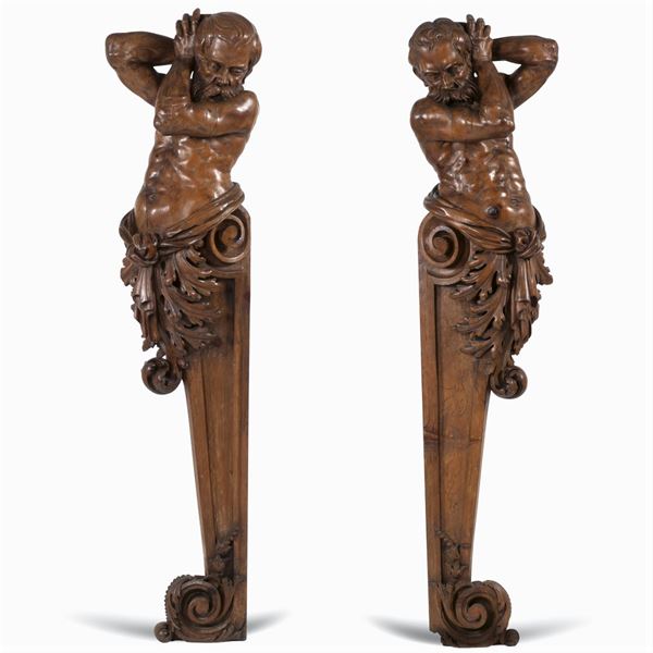 Pair of wood friezes