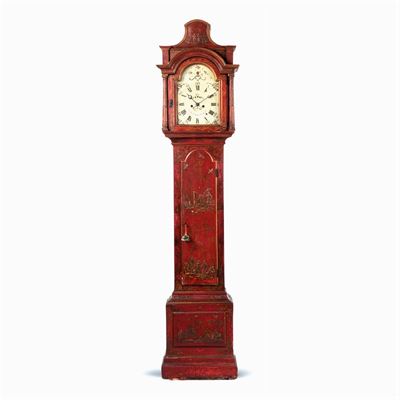 Orologio a Torre in Legno Laccato Rosso